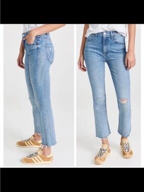 Mother Superior Hustler Ankle Fray Crushing Hard Jeans Denim EUC Sz 28x27 Anthro